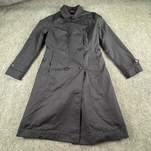 Stan Herman JetBlue Trench Coat Womens XS Navy Double Breasted Removable Liner